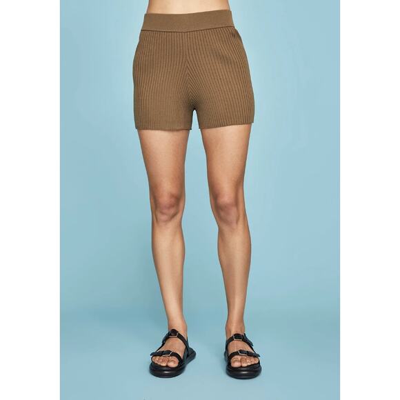 NWT Carbon38 Ribbed Lounge Shorts Brown Size M $128 retail - Picture 2 of 7